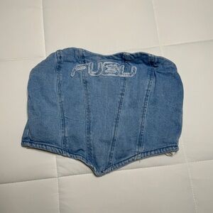 FUBU Women’s Blue Denim Corset Top